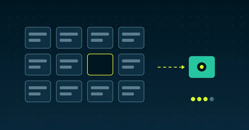 Cuadrícula de módulos de software con un espacio vacío y un módulo a medida que encaja en él